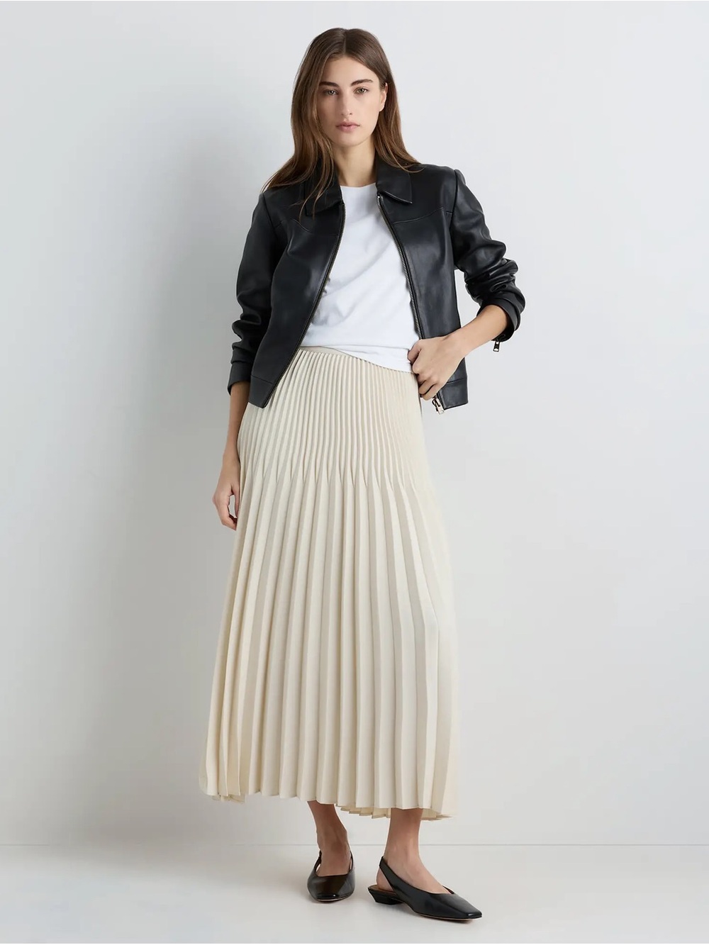 NWT Quince Pleated Matte Pleated Midi Skirt - Picture 1 of 4